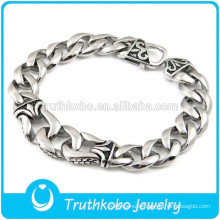 TKB-B0152 316L Stainless Steel Mens Boys Super Heavy Silver Tone Chain Curb Cuban bracelets